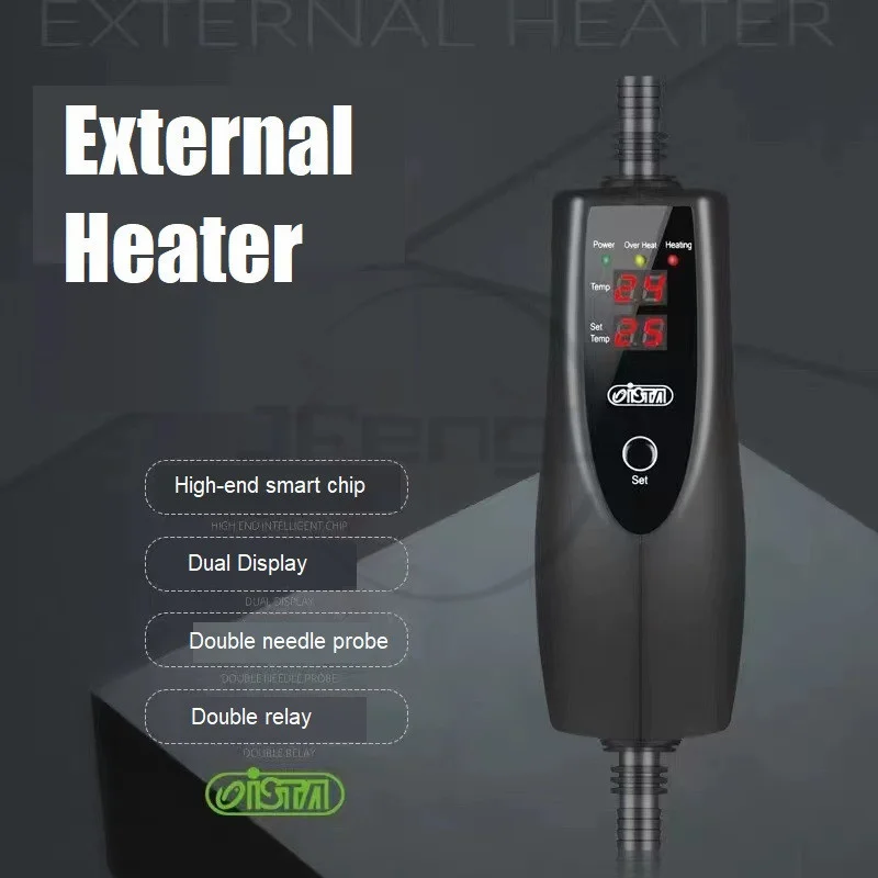 ISTA سخان خارجي لخزان الأسماك شاشة كريستال سائل رقمية لتدفئة نبات الأسماك البرمائية