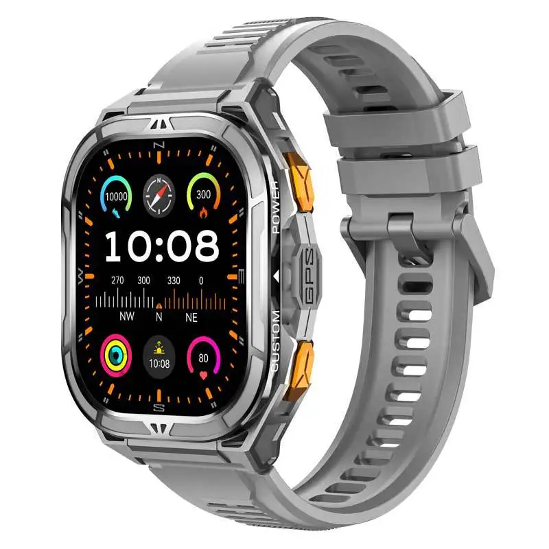 X5 Dual-band GPS Sport Smart Uhr Männer 1,96 Zoll AMOLED Kompass 5ATM Wasserdichte Gesundheits Überwachung Outdoor Militär smartwatch