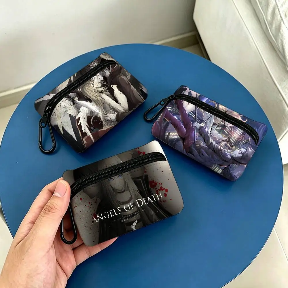 Angels of Death Multifunctional Oxford Cloth Small Pouch With Hook Mini Coin Wallet Earbud Storage Bag
