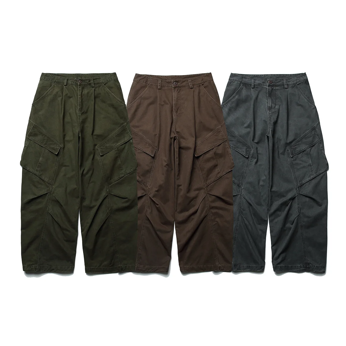 

Мужские повседневные брюки в стиле ретро: свободные, широкие, плиссированные, с множеством карманов, из хлопка, прямого кроя, с низкой талией