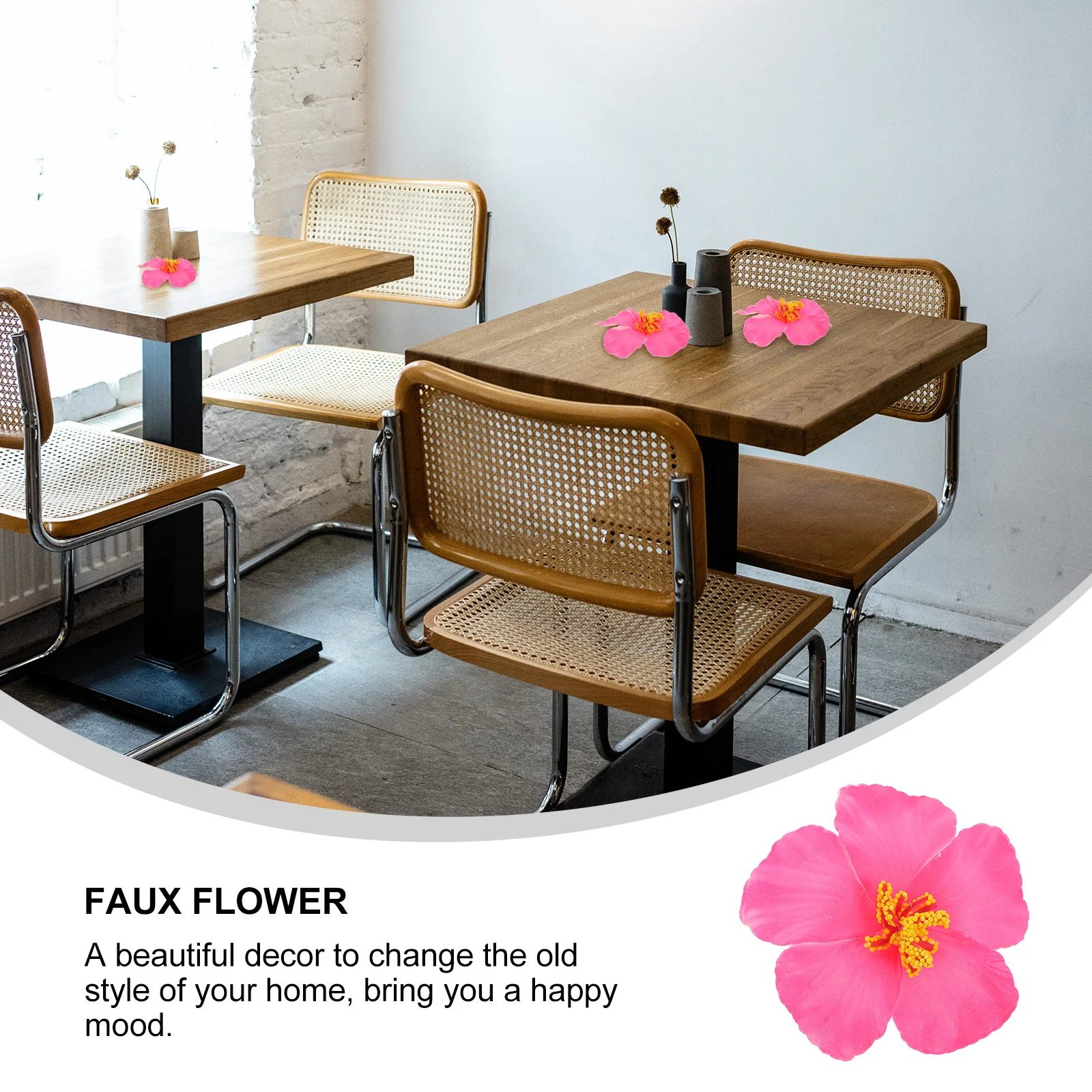 

10Pcs Faux Pink Hibiscus Flowers Artificial Floral Decor for Summer Party Home Office Flower Supply Hibiscus Flower