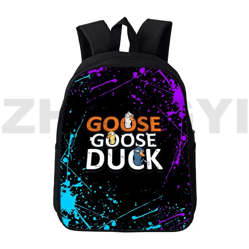 12/16 Inch Goose Goose Duck 3D Print Backpacks Kindergarten Kids Bookbag Zipper Creative Cartoon Schoolbags for Girls Crossbody