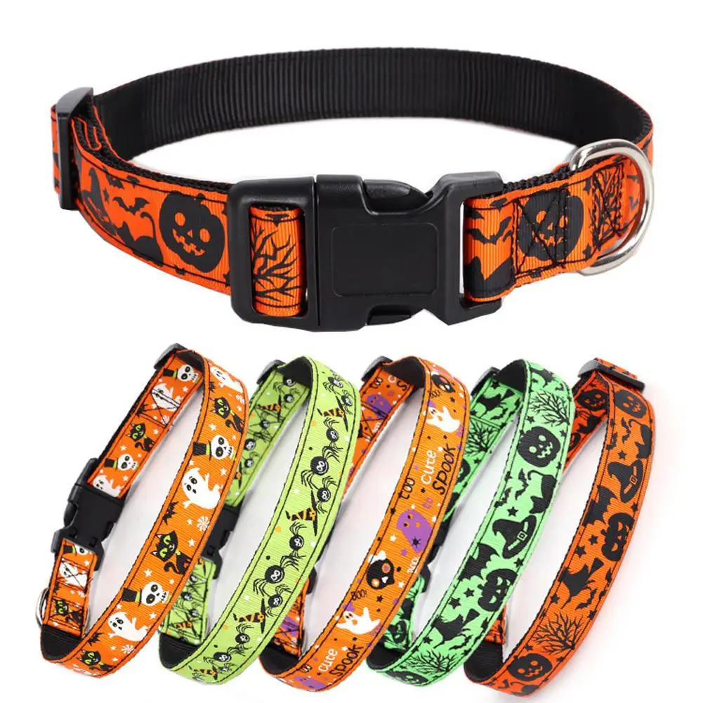 

Halloween Cotton Dog Collar Heavy-Duty Fall Dog Collar Durable Soft Fabric Pet Dog Collar For Small Medium Large Dog