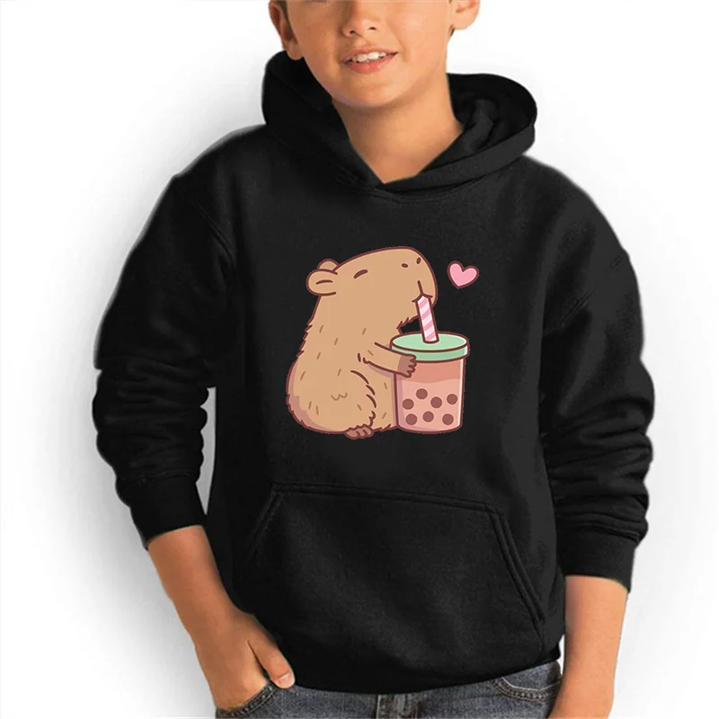 Fashion Cartoon Gluttony Mouse Hoodie Boys Girls Casual Sweatshirt Kids Pullover Sweatshirt Fall and Winter Warm Cute Hooded Top