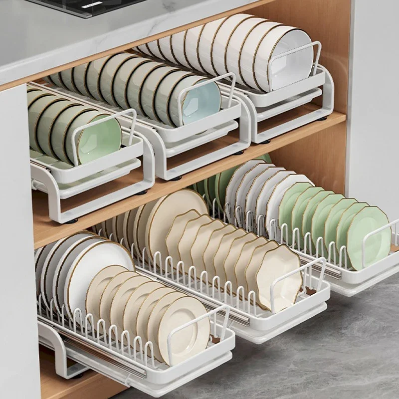 

Countertop Kitchen Pull-Out Dish Rack Drawer Drying Rack Sliding Bowls Dishe Drainer Rack Sink Cabinet Organizer TablewareHolder