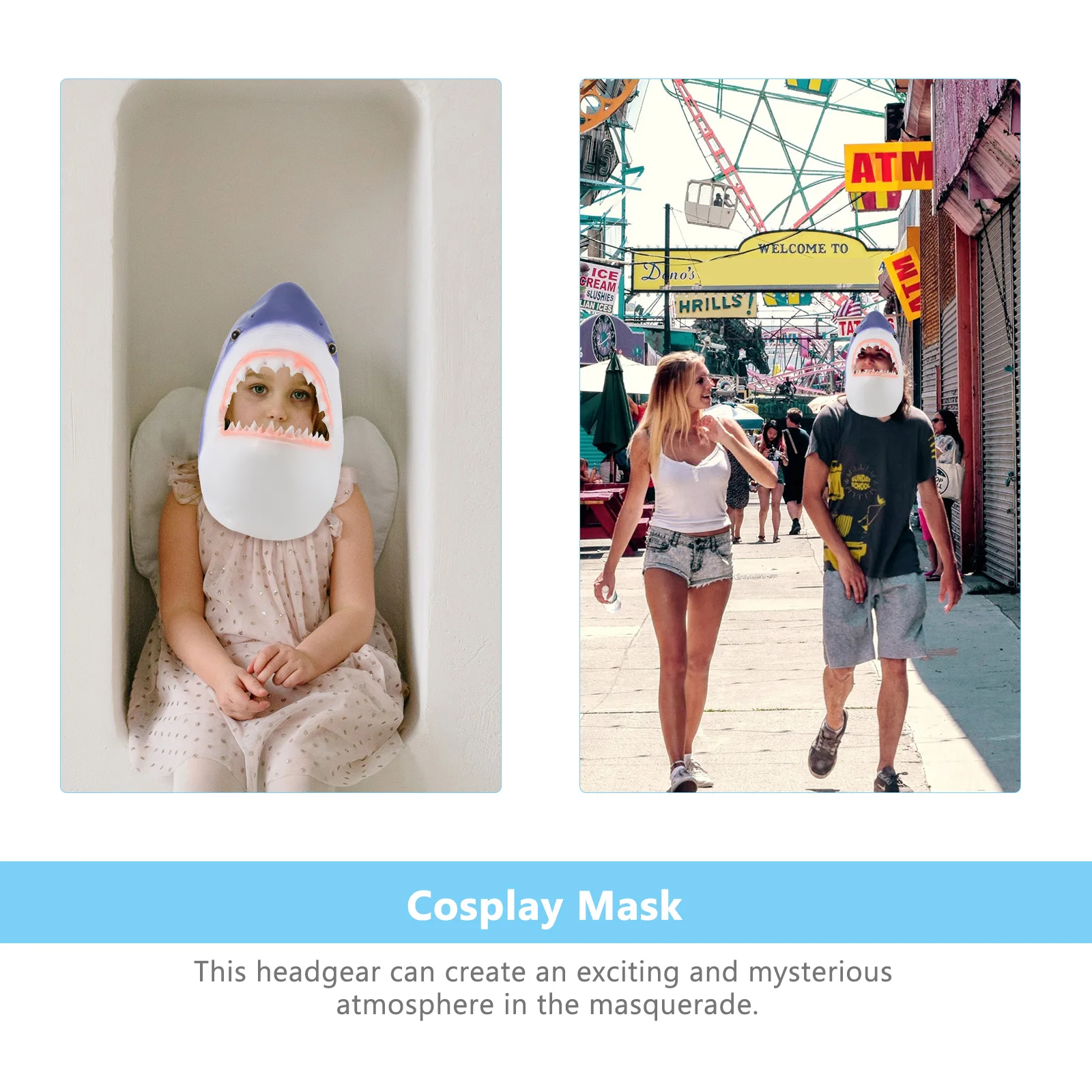 

Shark Headgear Realistic Comfortable Breathable Halloween Costume Scary Animal Decor Full Size Suitable Most People