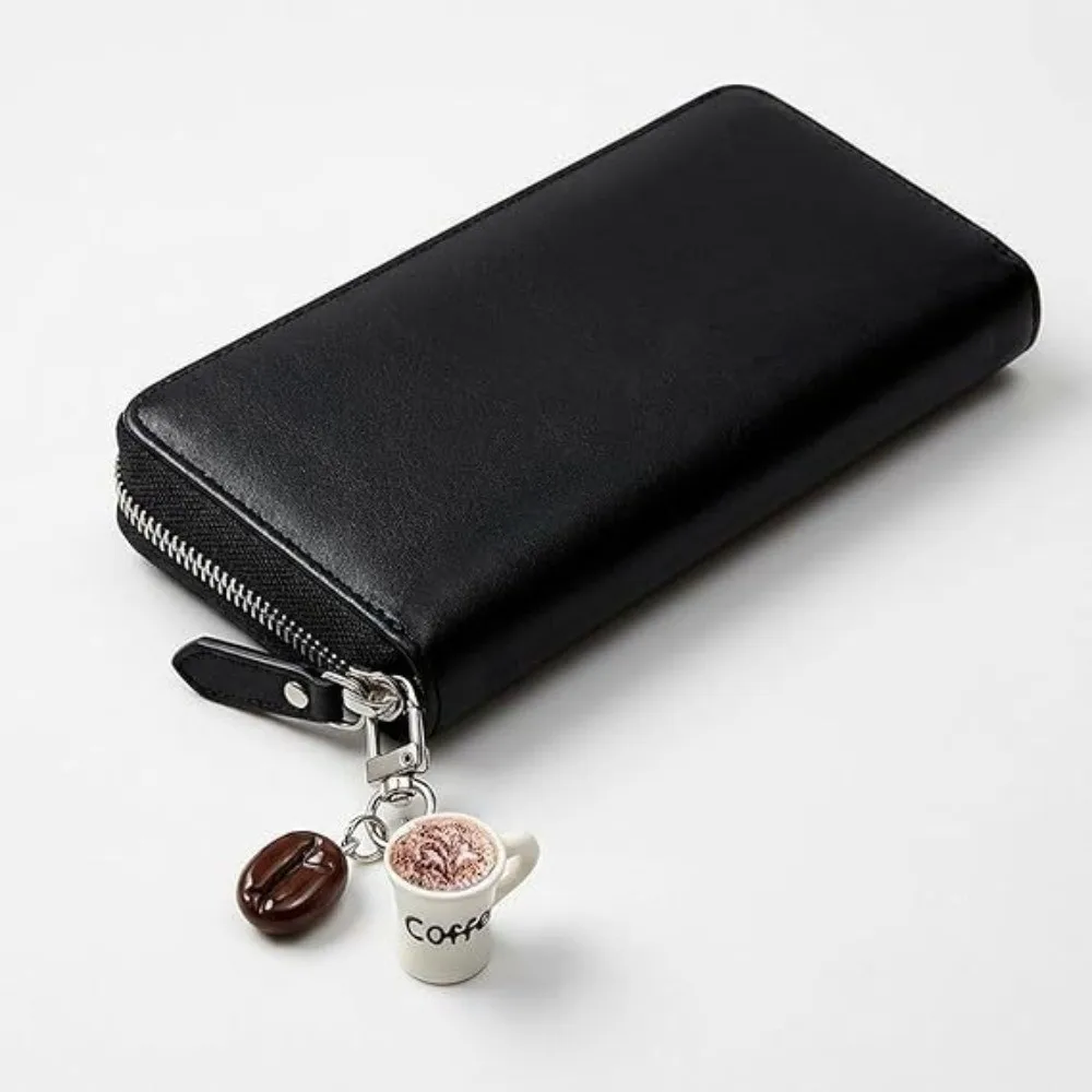 Simulation Coffee Cup Keychain Miniature Portable Coffee Beans Keychain Resin Cartoon Mini Coffee Cup Bag Charm Backpack Hanging