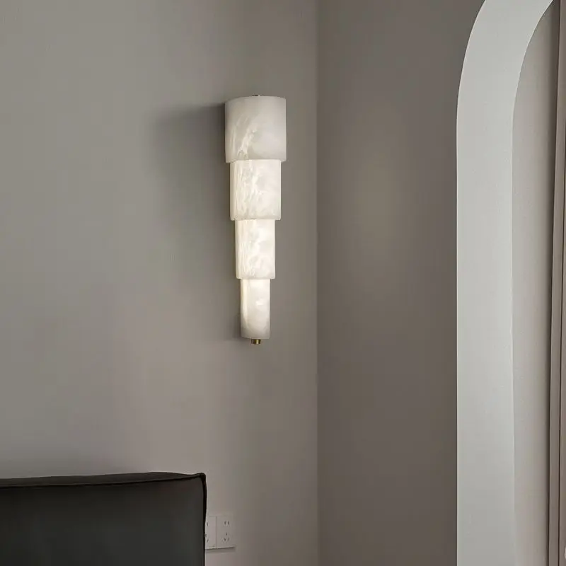 

Natural marble wall lamp Living room background wall Modern simple entrance aisle lamp French light luxury