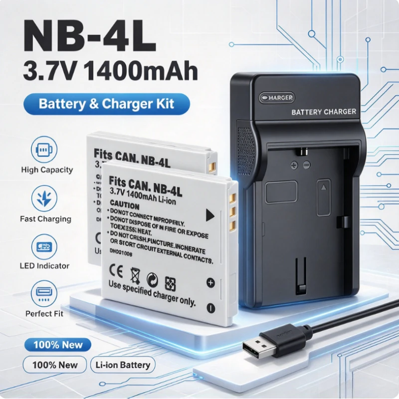 1400mAh NB-4L NB4L NB 4L Battery + USB Charger For Canon IXUS 30 40 50 55 60 65 80 100 110 115 120 130 IS 117 220 225 230 255