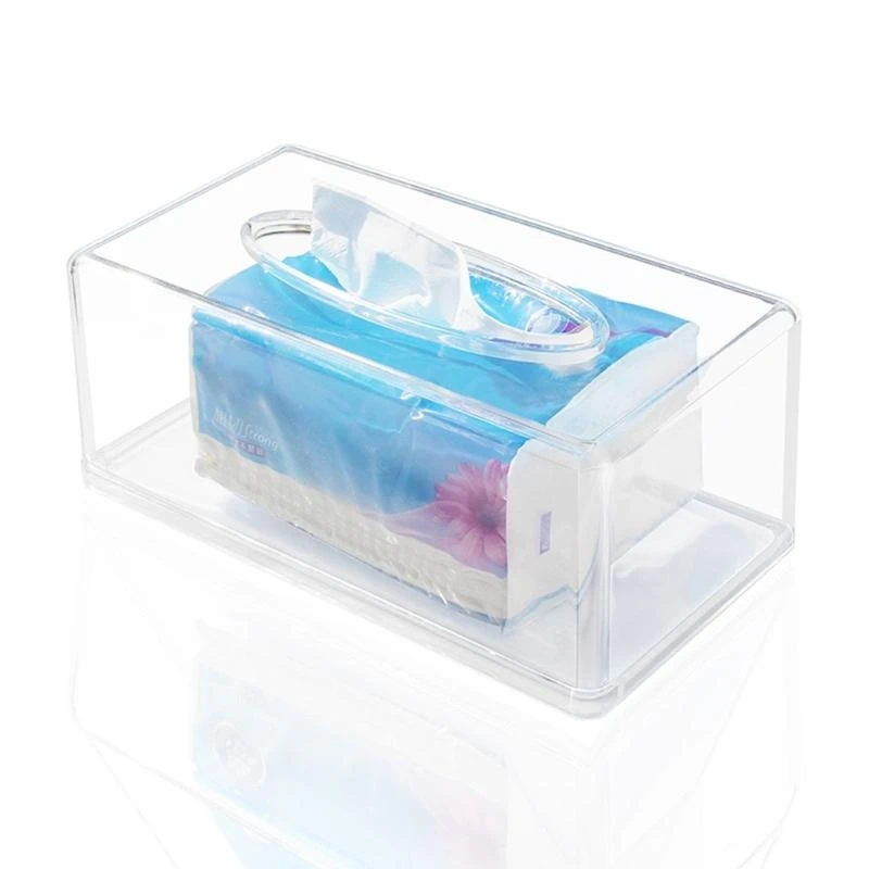 Clear Tissue Box Acrylic Rectangular Napkin Holder Desktop Storage Container N84C