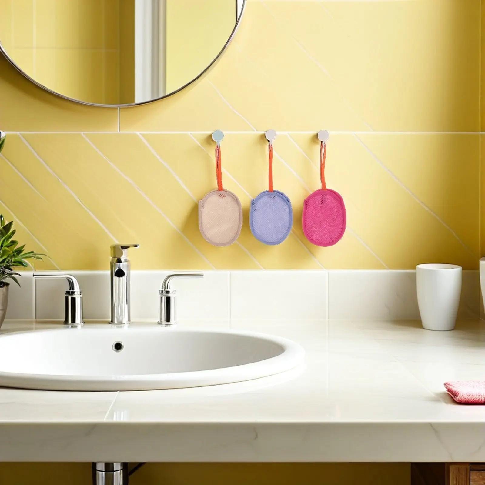 

6Pcs Foaming Mesh Soap Pouch Thick Lather Net Shower Bag Hanging Drawstring Exfoliating Soap Saver Travel Bathroom Bath Net