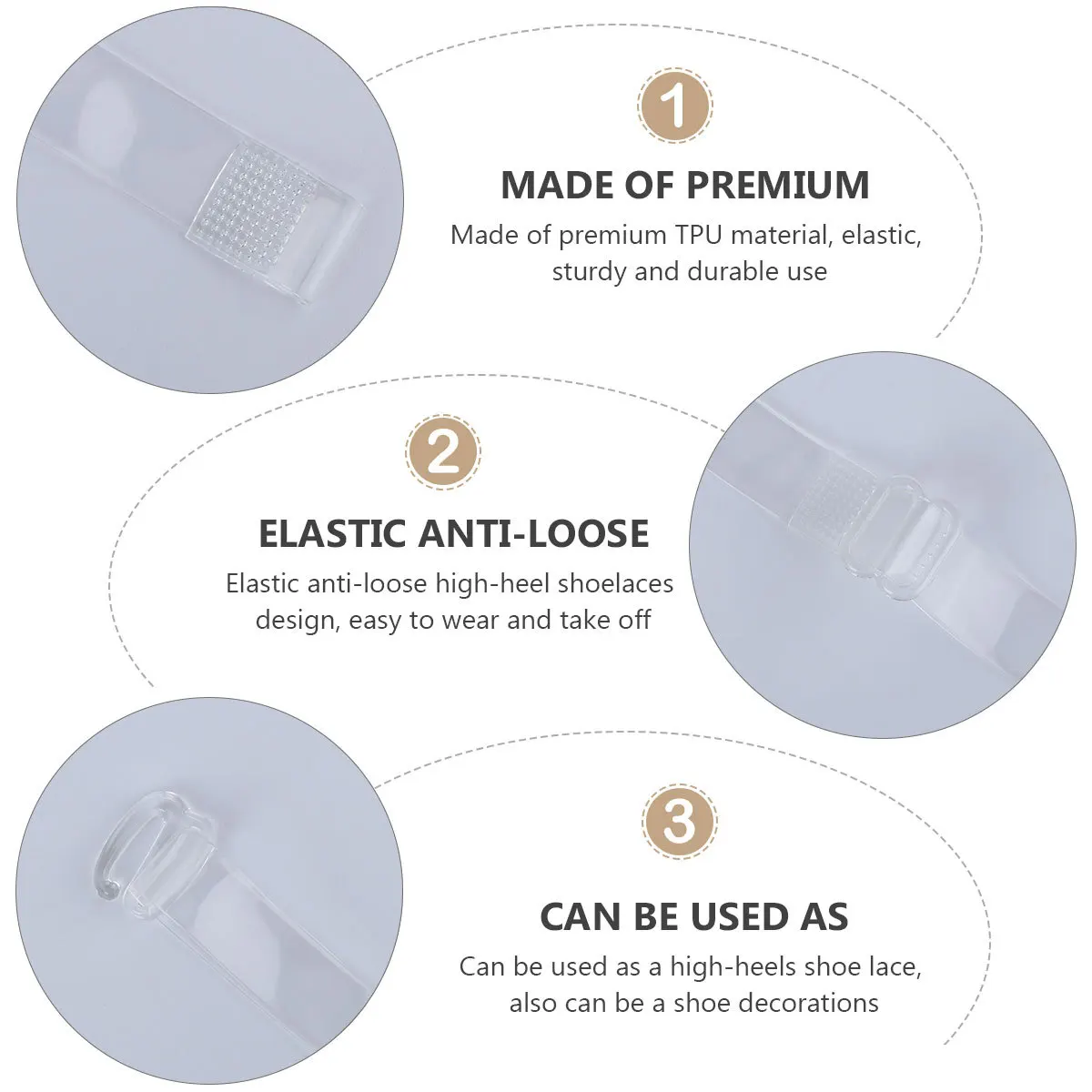 1Pair Stretchy High-Heeled Shoes Straps Anti-Slip Transparent Easy to Take Off Anti-Slip High-Heel Shoe Straps