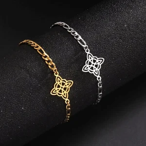 Pulseras de nudos chinos huecos pulsera de nudos de brujas Mujeres hombres vintage amor joyas regalos 12 mejores ventas brazalete de suerte china - №4