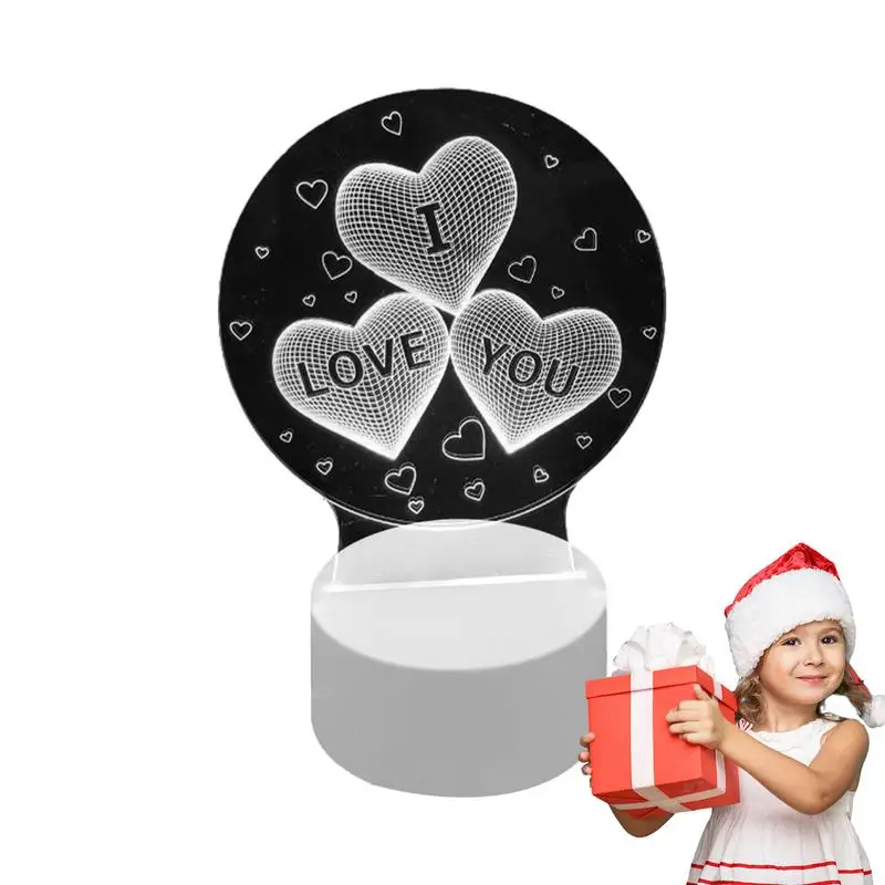 

Heart Acrylic Bedside Lamp Clear Bedside Table Night Light Clear Heart Pattern Board Night Light Non-slip Base For Living Rooms