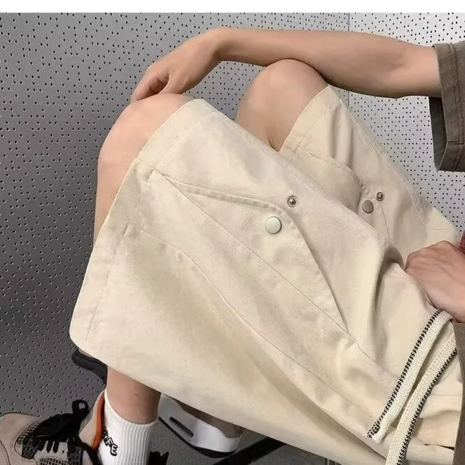 

Летние мужские шорты-карго больших размеров (до 113 кг) в гонконгском ретро-стиле, 3D-дизайн, средняя посадка, свободные, длиной до колена, уличная мода