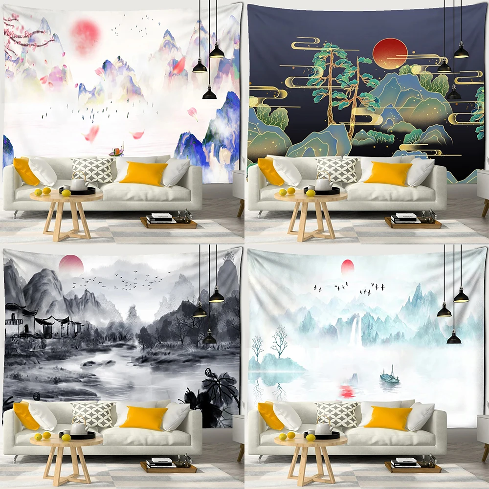 

Landscape character pattern tapestry office wall background cloth home decoration living room hanging cloth