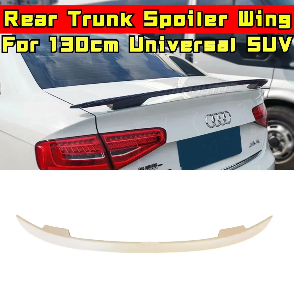 130cm Universal Car Rear Spoiler Trunk Wing Carbon Look Spoiler Wing Body Kit For Hatchback Sedan SUV Car Accessories