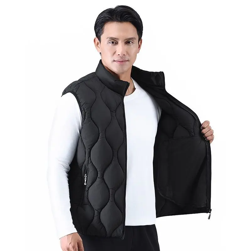 

New Autumn and Winter Thin Down Cotton Vest with Stand Collar Simple and Loose Outer Wear Warm Vest
