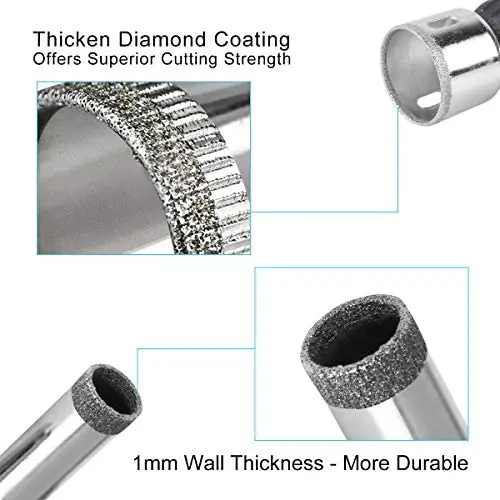 15pcs Diamond Coated Drill Bit 6-50mm for Tile Marble Glass Ceramic Hole Saw Drill Diamond Core Bit