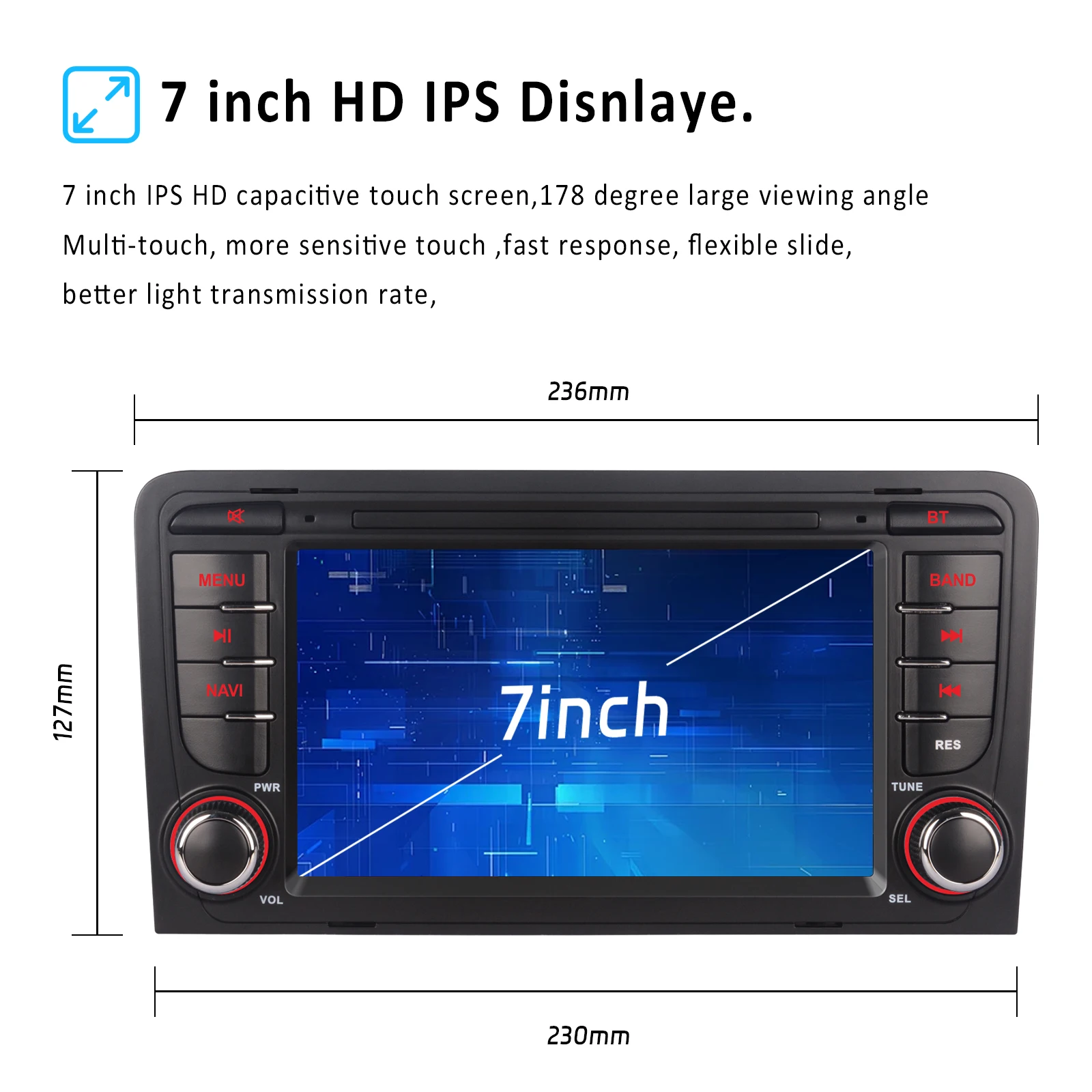 راديو سيارة بشاشة تعمل باللمس IPS مع Carplay لاسلكي Android Auto RDS لأودي A3 S3 RS3 2003-2012 مع كاميرا الرؤية الخلفية DAB + AHD