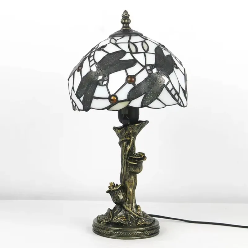

Hot-selling Longhui Jing Tiffany style dragonfly pattern stained glass desk lamp home decoration