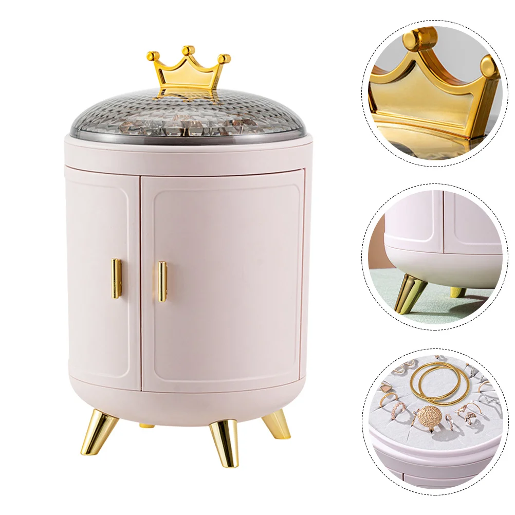 Rotating Design Jewelry Box Cylindrical Large Capacity Earring Storage Container Necklace Storage Case Home Decor