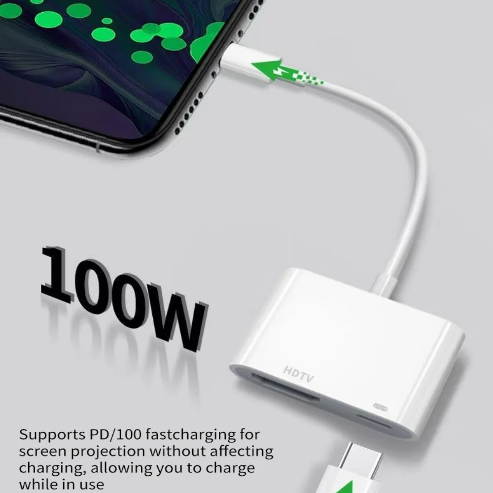 4K 30HZ/60HZ موصل الشاشة المزامنة 2 في 1 Type-C إلى HDMI محول شاشات التلفزيون العارض التلفزيون محول رقمي لسلسلة iPhone15/16 #4