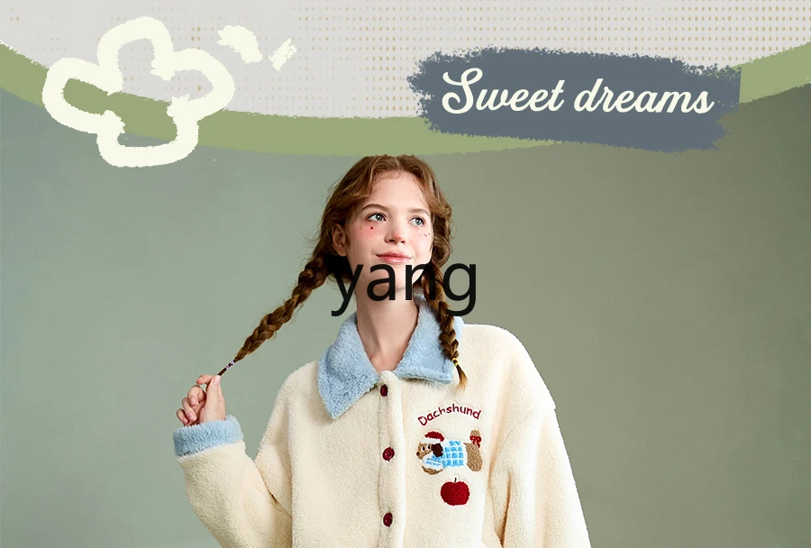 LMM pajamas women's winter coral fleece warm cute fleece can be worn outside loungewear