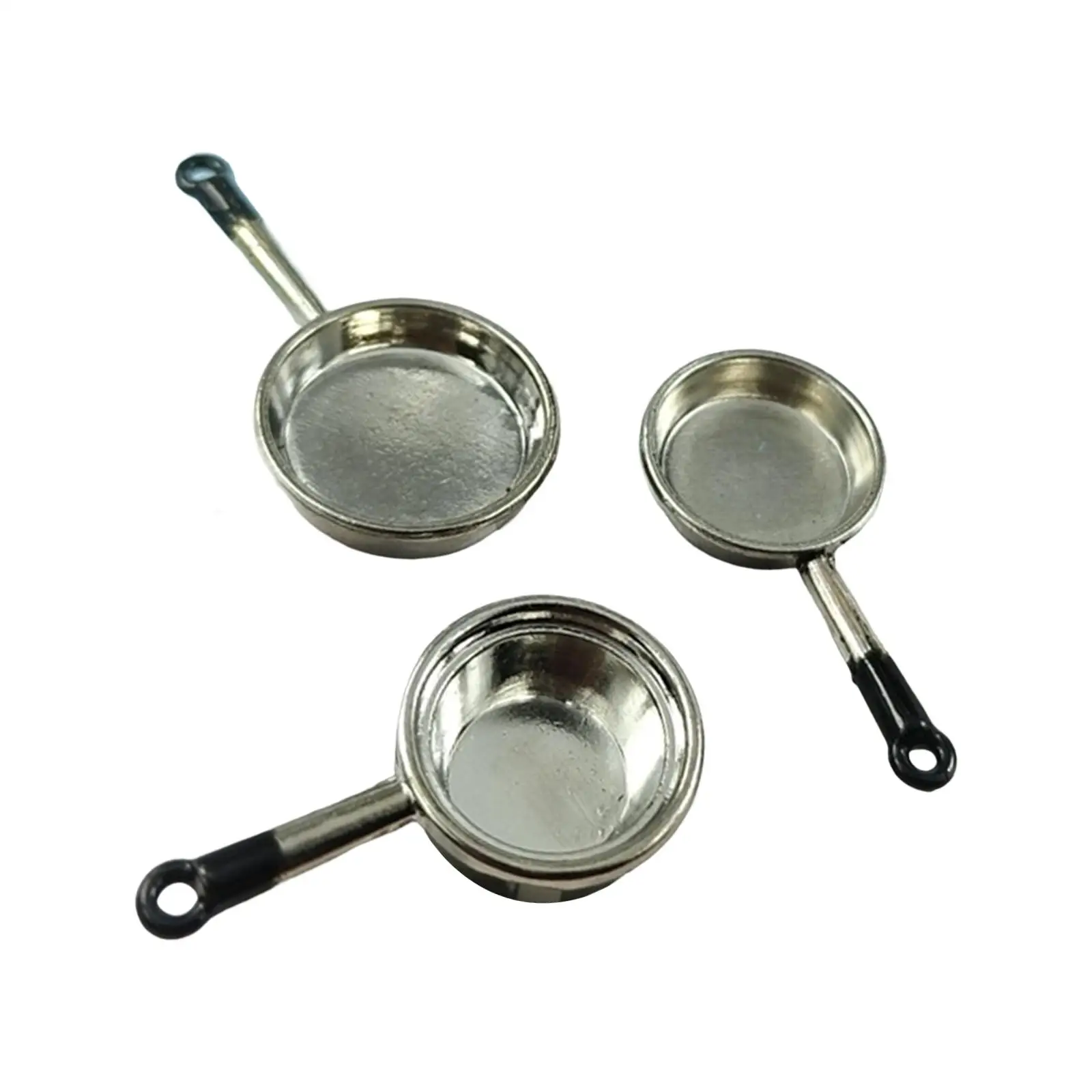 Set di pentole da cucina per casa delle bambole da 3 pezzi Mini oggetti di scena da cucina Fai finta di scala 1/12