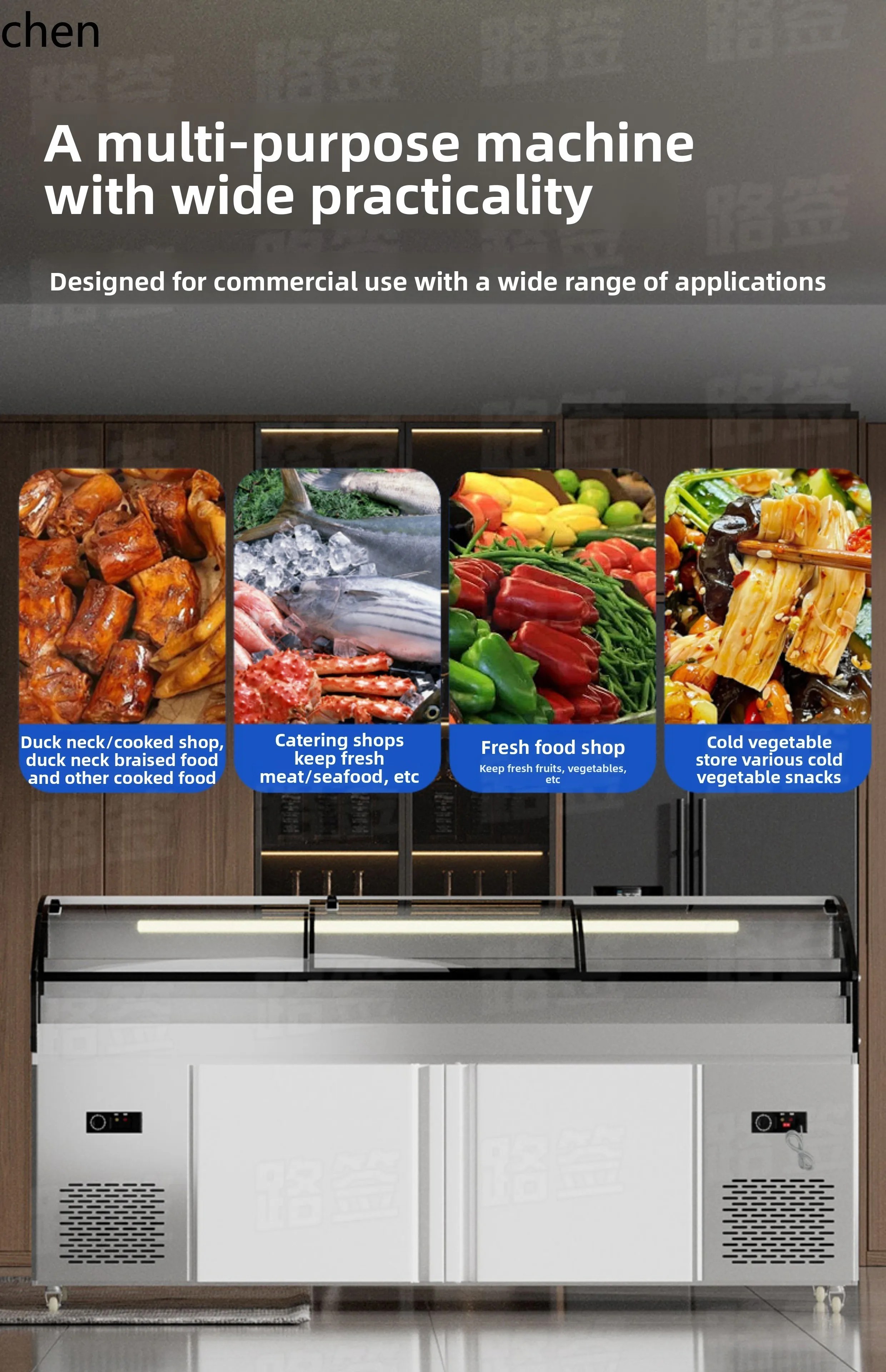 ZML Commercial Refrigerated Display Cabinet Cooked Food Fresh Keeping Cabinet BBQ String Freezer