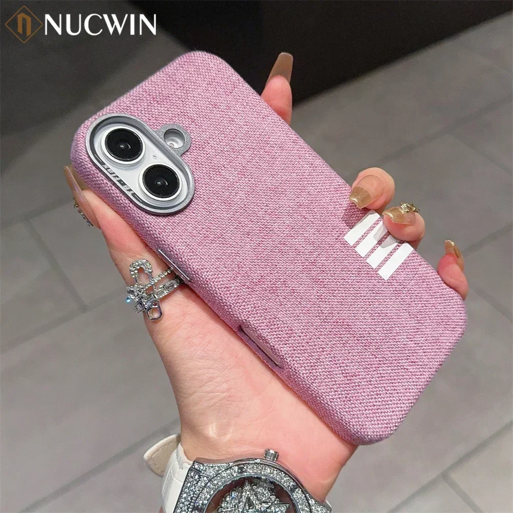 Retro Linen Fabric Cloth Pattern Case for iPhone 16 15 14 Pro max Plus Anti Drop Slim Protector Cover For iPhone 12 13 14 Promax