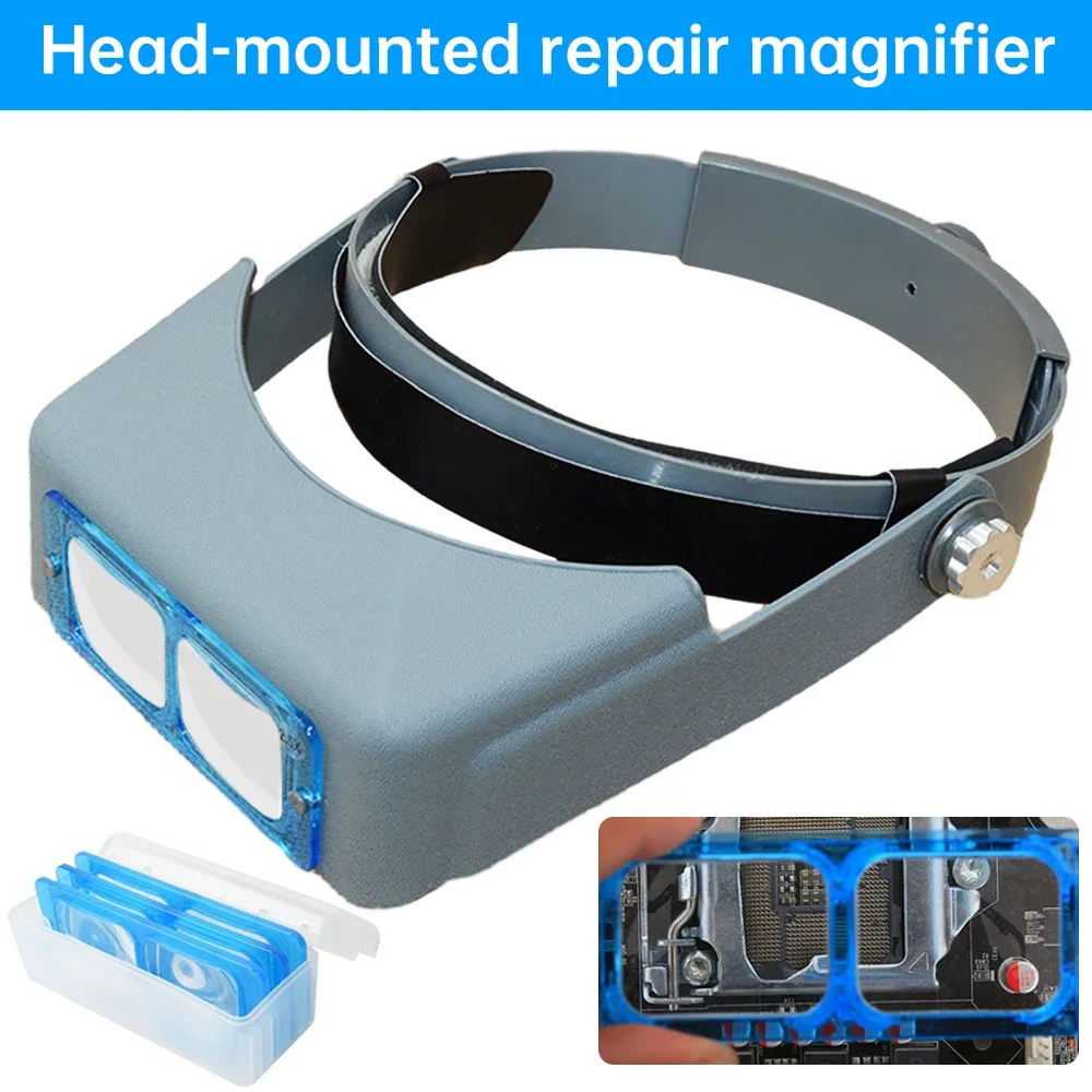 

1.5x 2x 2.5x 3.5x Headband Magnifier Head-mounted Hands Free Magnifying Glasses Loupe Visor For Electronics Watch Repair Jewelry