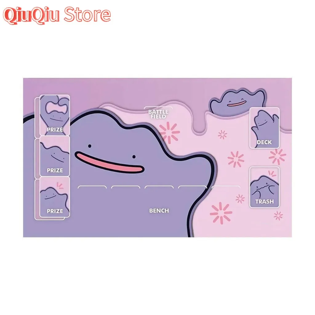 Diy novo dos desenhos animados ptcg idem bonito q versão cartão batalha esteira ptcg idem único jogador jogo de tabuleiro cartão batalha almofada brinquedos