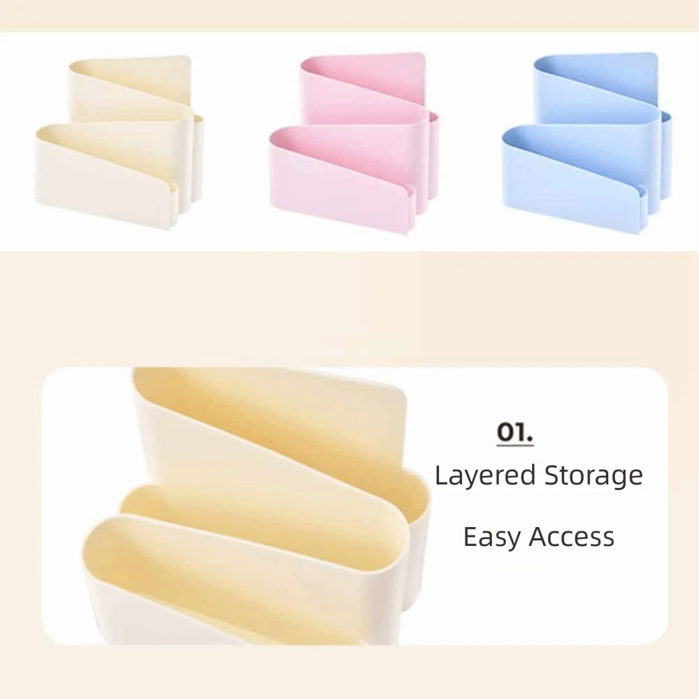 INS-Style Desktop Pen Holder Cute Large Capacity Makeup Brush Holder Multi-Layer Solid Color Brush Storage Container Office Use