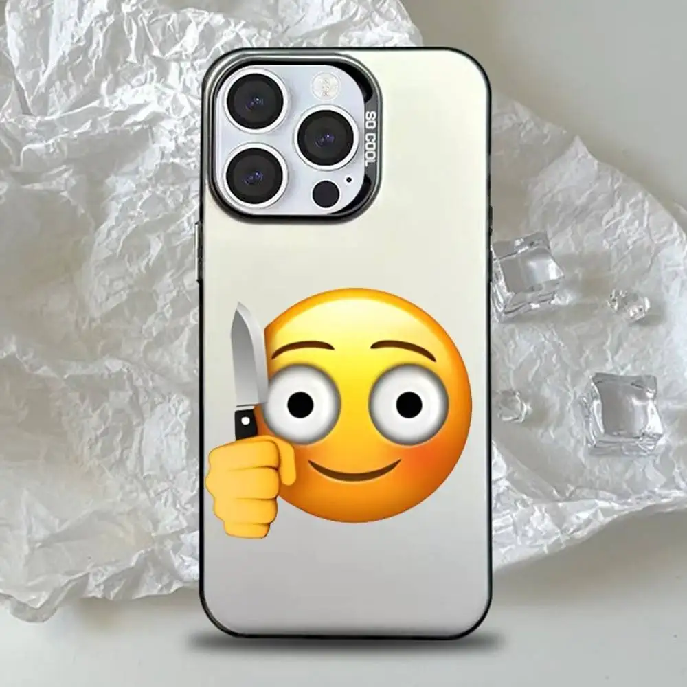 Чехол для телефона с забавными наклейками с изображением эмодзи для iPhone 16,15,14,13,12,11, Pro, Max, Plus, Mini, XS, SE, черный матовый жесткий бампер с защитой от падения