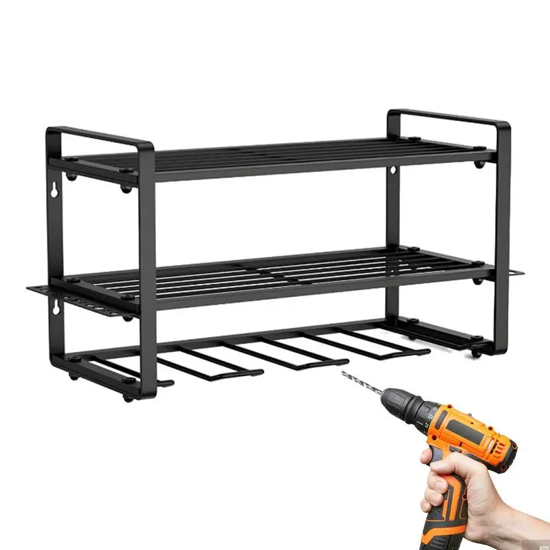 

Power Tool Rack Floating Wall Mount Drill Storage Drill Organizer Drill Rack Space-Saving Garage Accessories For Work Rooms