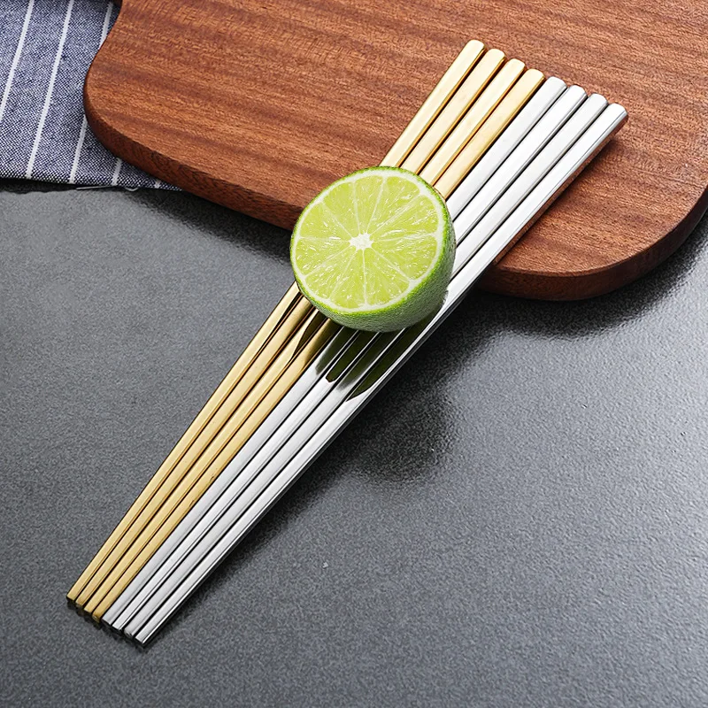 

304 Stainless Steel Chopsticks Set Chinese Metal Non-slip Steel Chopstick Kit Portable Reusable Food Sushi Sticks Kitchen Tools