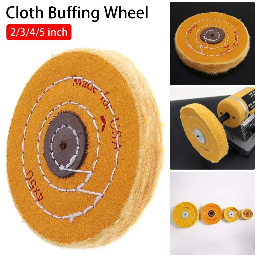 Ruota per lucidatura da 2/3/4/5 pollici Tampone di cotone giallo con ruota per lucidatura per smerigliatrice angolare con foro da 4/12/16 mm per strumenti di lucidatura di gioielli