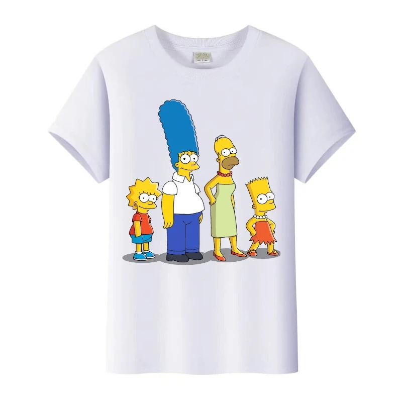 

Kawaii Disney Cartoon The Simpson Graphic Children t-shirt Ladies Tees Hip Hop Men Tops Family Girls Blouses Gothic Woman Tshirt