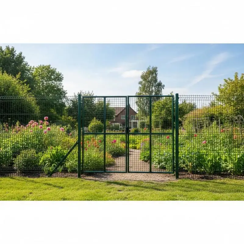 Portail de jardin en treillis métallique 400x200 cm robuste pour clôture extérieure, cour, entrée, sécurité, grillage rigide