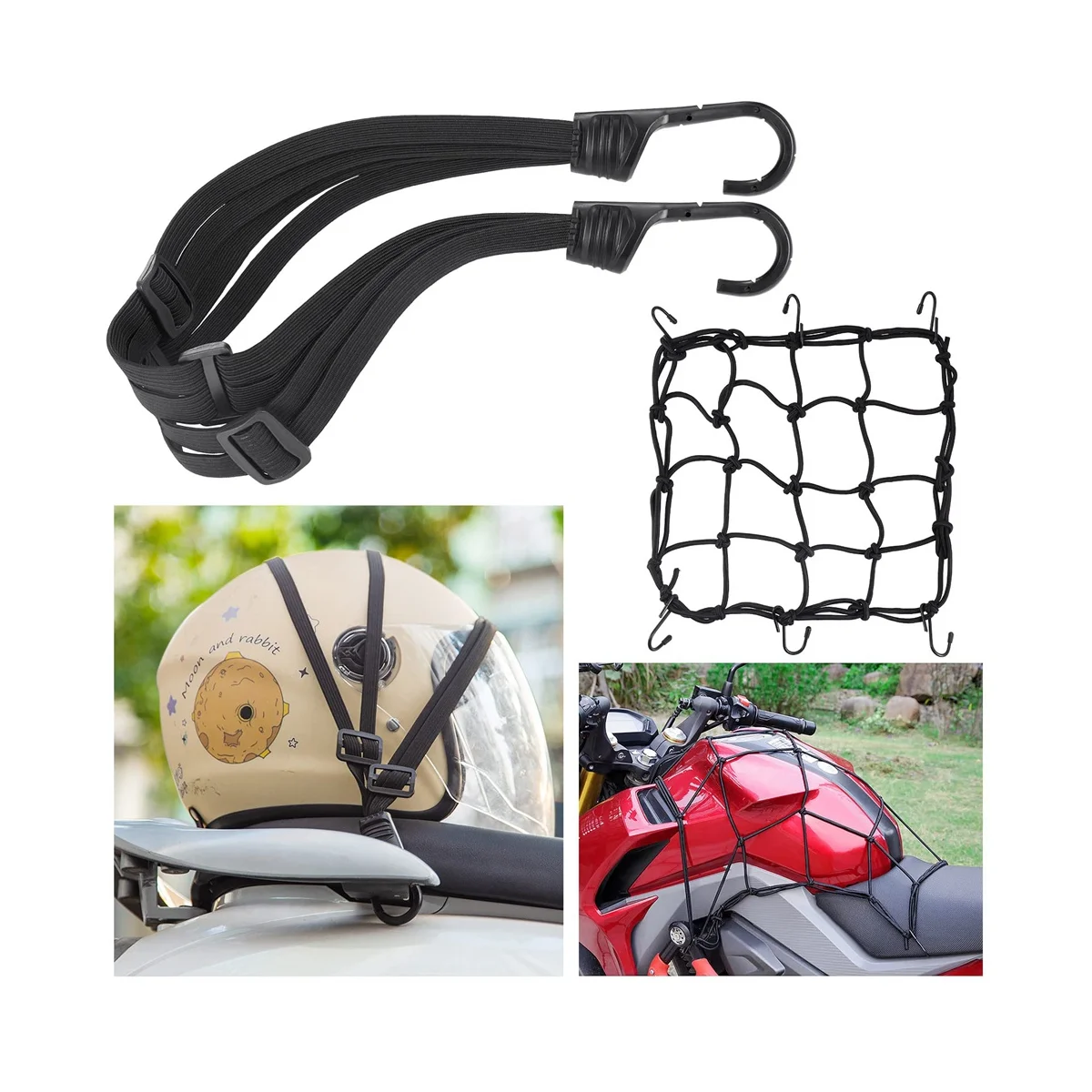 

3 шт., веревка для мотоциклетного шлема, высокая выдвижная черная сетка для багажного шлема, эластичный ремешок с грузовой сеткой-ABWY