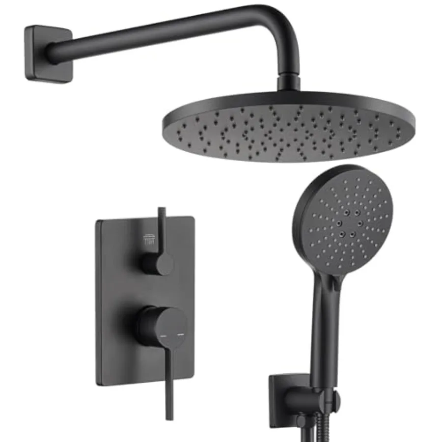 

Душевая система для ванной с тропическим душем, 10-дюймовая лейка, 3 режима, ручной распылитель, настенное крепление, матовый черный