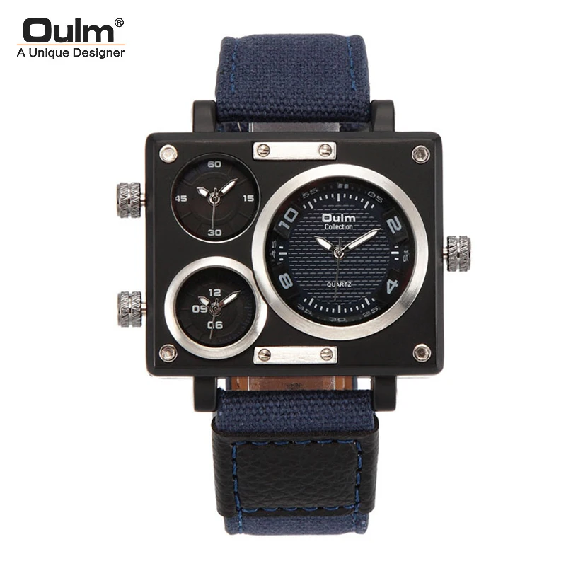 Oulm Военные большие часы для мужчин, модные квадратные кварцевые наручные часы специального дизайна, мужские Reloj Hombre