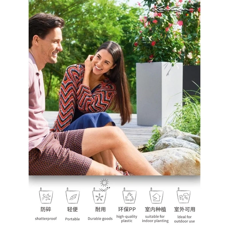 Automatic suction flower pot, rectangular floor-to-ceiling living room hotel imitation cement