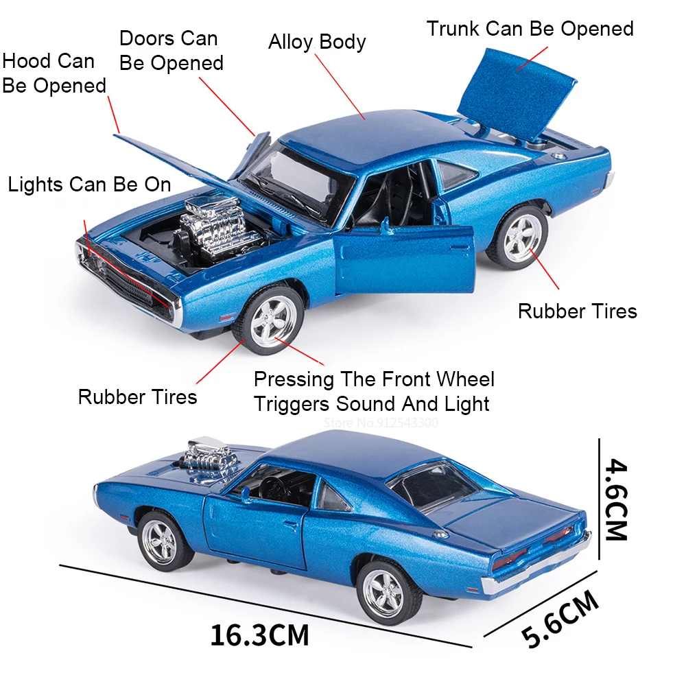 Cargador a escala 1:32, modelo de coche clásico 1970, juguete de aleación de fundición a presión, modelos de coches deportivos, luz de sonido, regalos para niños