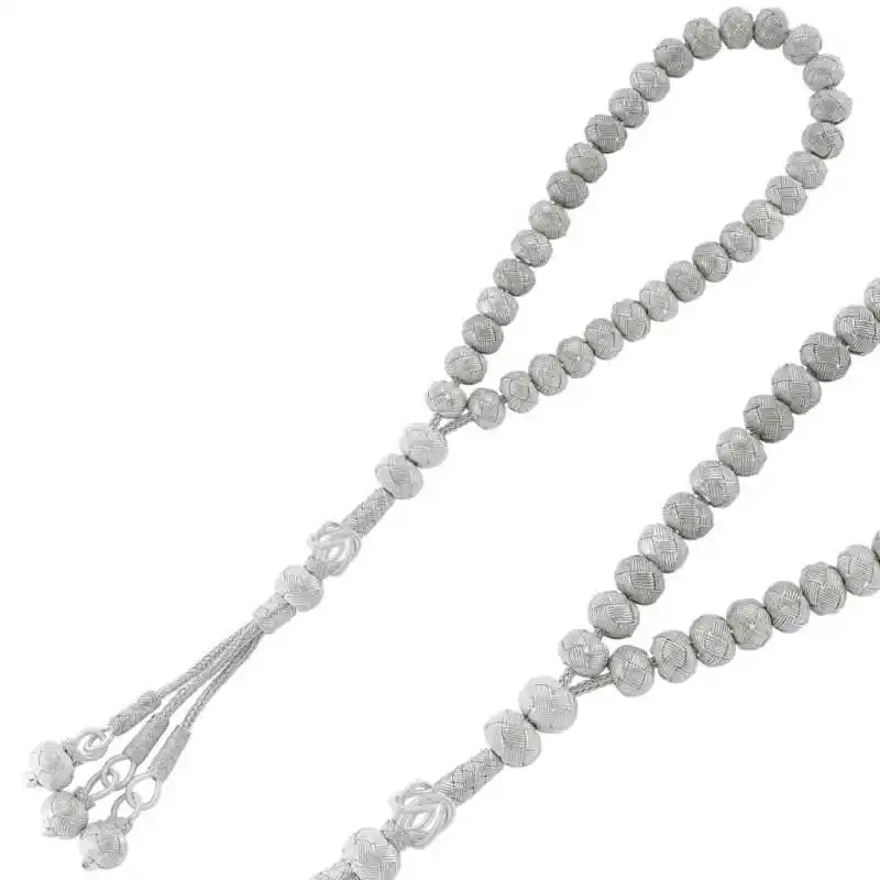 Silver Kazaziye Rosary 925 Sterling Silver Beads 33 Tasbih Rosary Tassels, Islamic Muslim Tasbih Allah Men Women Meditation jewelry, Tasby, Unisex