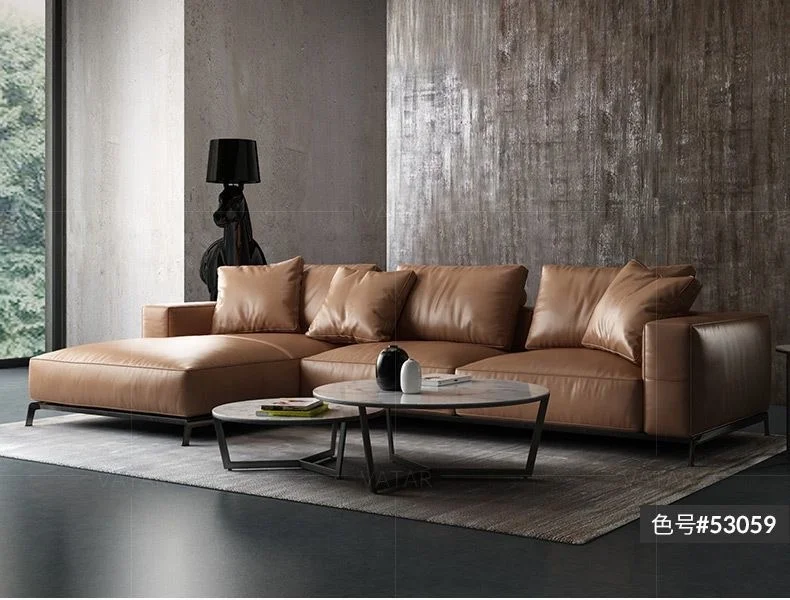 

&S Italian Luxury Genuine Leather Sofa Home Furniture Living Room Sofa Modern Minimalist Sofa*