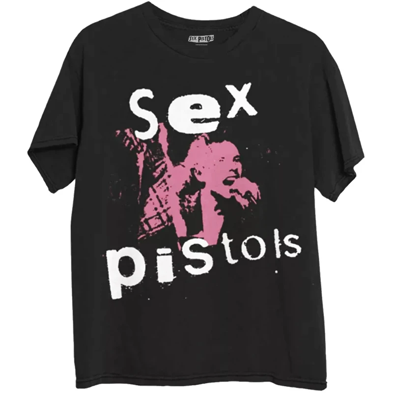 SEX PISTOLS Oversize T-shirt American Punk Sex Pistols Red Short-sleeved T-shirt  Women Loose Casual Pure Cotton T-shirt