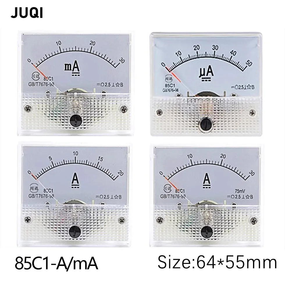 85C1 Ammeter DC Analog Current Meter  5/10/20/30/50/100/200/300/500mA   Panel Mechanical Pointer Type  Plate table