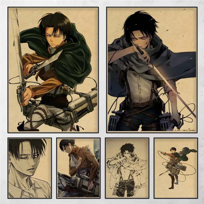 

1PC Attack On Titan Levi Ackerman Anime Poster -Art Paper Coffee House Bar Room Wall Decor